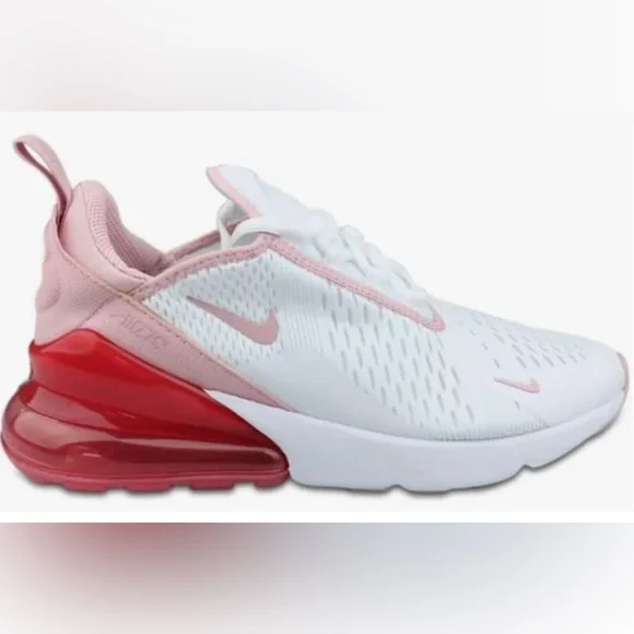 Nike Air Max 270 White and Pink Sneakers; Size 4Youth Pre-loved condition